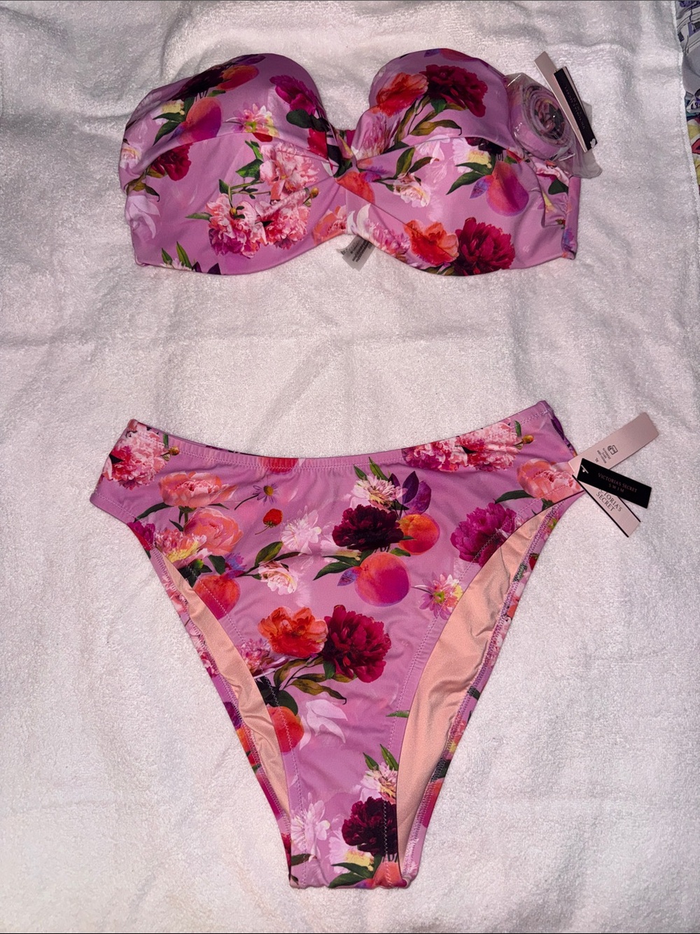 Victoria's Secret Lavender Floral Bandeau Bikini Set